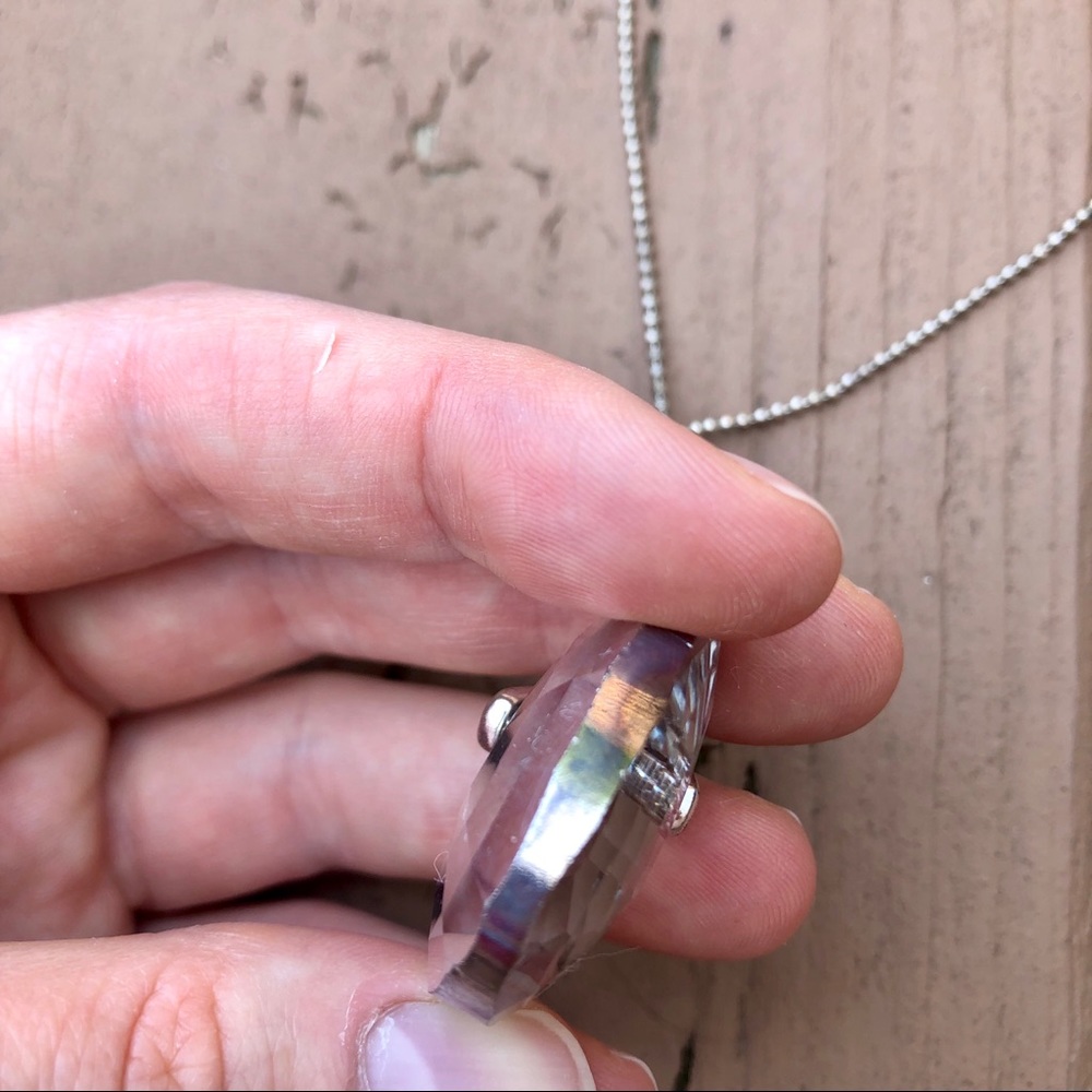 4/$25 - Heart Sparkle Fancy Long Silver Necklace - Picture 7 of 8